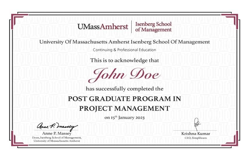 Project Management Certification Course with UMass Amherst